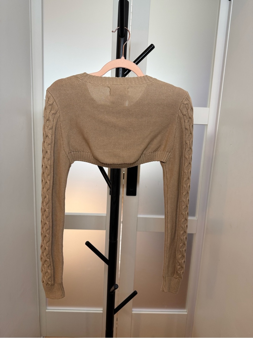 Anthropologie Textured Cable Knit Bolero, Balletcore Sweater - Beige, M - Picture 5 of 10